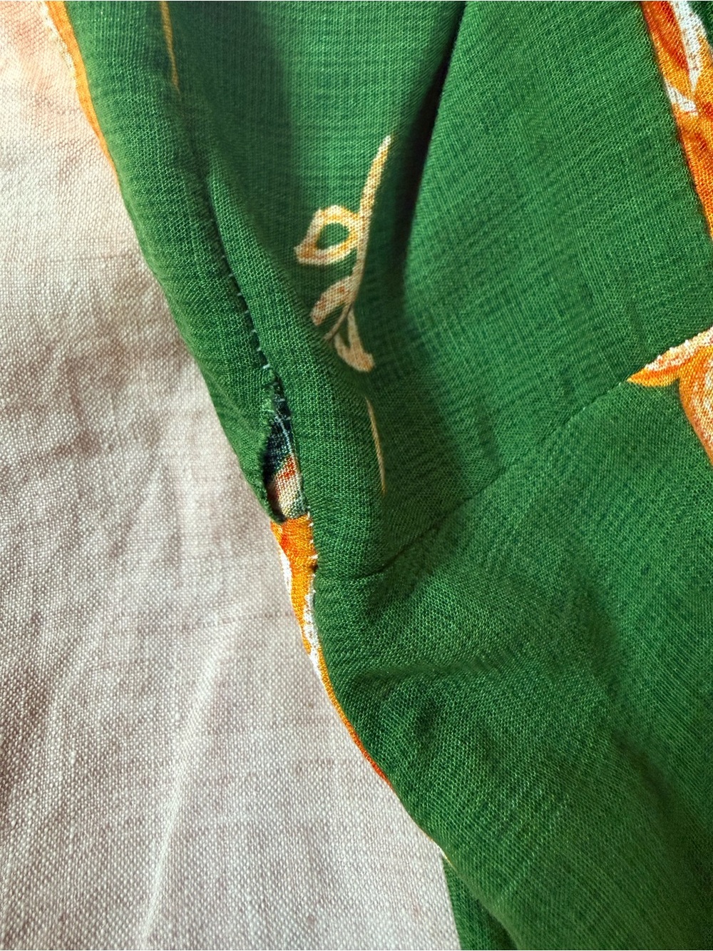 Green Floral Maxi Dress with Orange Accents - Picture 7 of 7
